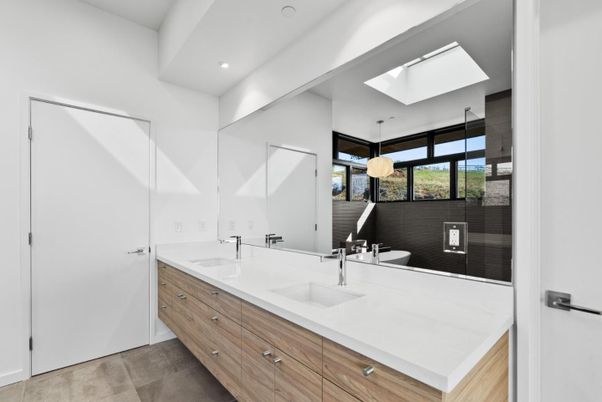 Bathroom, Dual Sink Vanities, Interior, Pendant Lights, Recessed Lighting