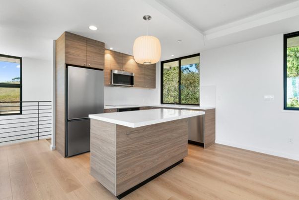 Interior, Kitchen, Pendant Lights, Recessed Lighting, Wood Texture Flooring