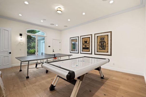 Game Room, Interior, Recessed Lighting, Wood Texture Flooring
