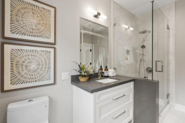 Bathroom, Glass Shower, Interior, Marble Walls