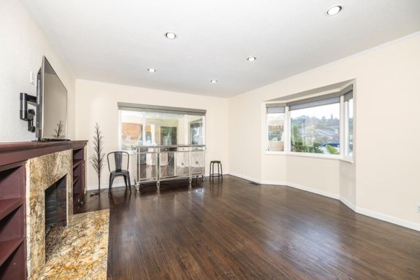 Fireplace, Interior, Recessed Lighting, Wood Texture Flooring
