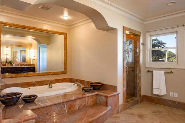 Bathroom, Glass Shower, Interior, Recessed Lighting
