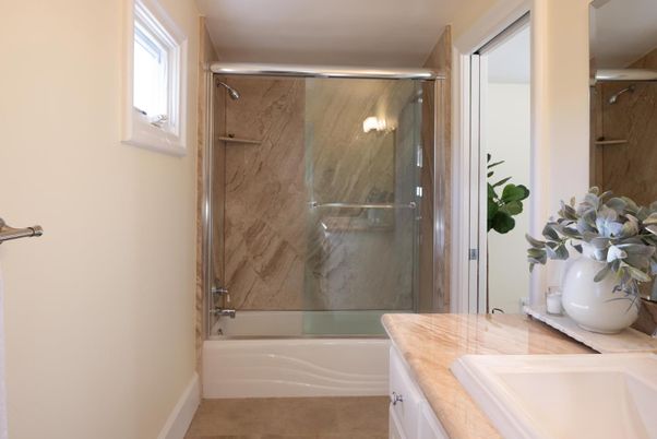 Bathroom, Glass Shower, Interior, Marble Walls