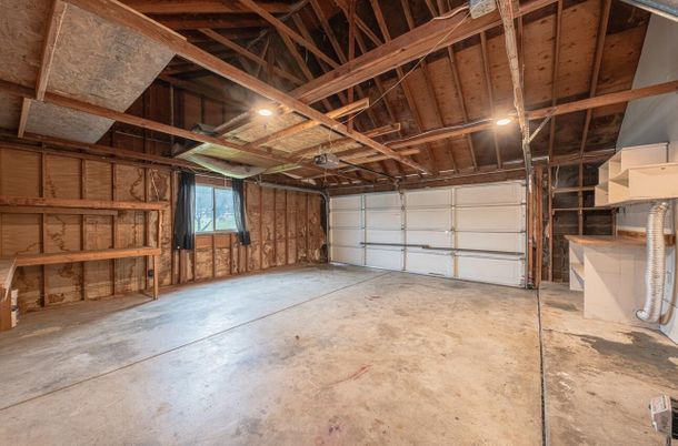 Garage, Interior, Wooden Beams, Wooden Ceilings, Wooden Walls