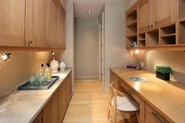 Home Office, Interior, Recessed Lighting, Wood Texture Flooring