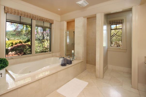 Bathroom, Glass Shower, Interior, Recessed Lighting