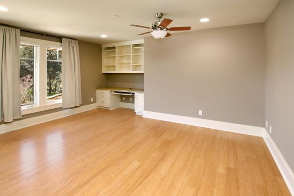 Empty room, Interior, Recessed Lighting, Wood Texture Flooring