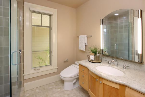Bathroom, Glass Shower, Interior, Recessed Lighting