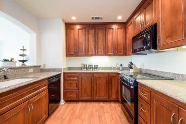 Interior, Kitchen, Recessed Lighting, Wood Texture Flooring