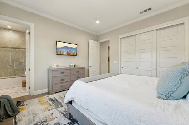 Bedroom, Interior, Marble, Recessed Lighting