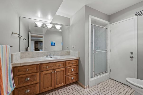 Bathroom, Dual Sink Vanities, Glass Shower, Interior, Tile Countertops