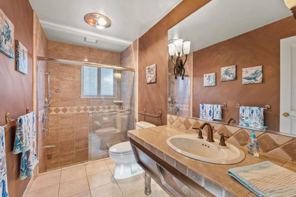 Bathroom, Glass Shower, Interior, Tile Countertops