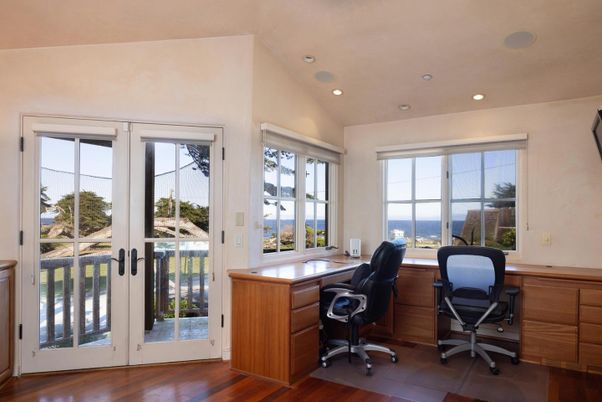Home Office, Interior, Recessed Lighting, Wood Texture Flooring