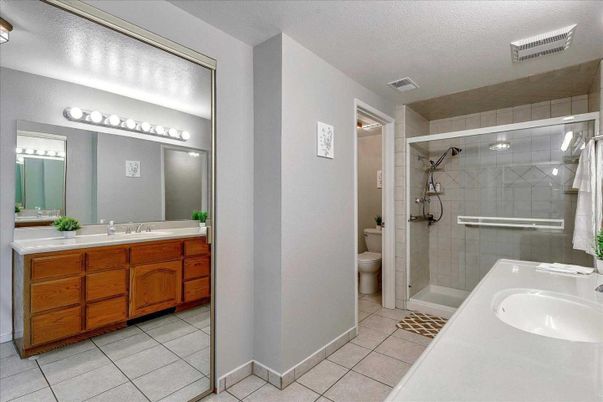 Bathroom, Dual Sink Vanities, Glass Shower, Interior