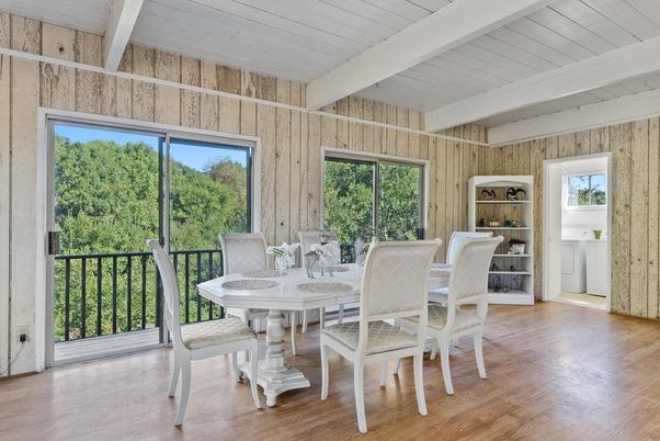 Dining room, Interior, Wood Texture Flooring, Wooden Walls