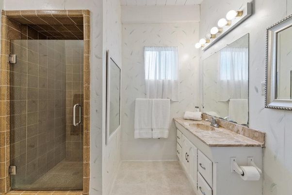 Bathroom, Glass Shower, Interior, Marble Walls