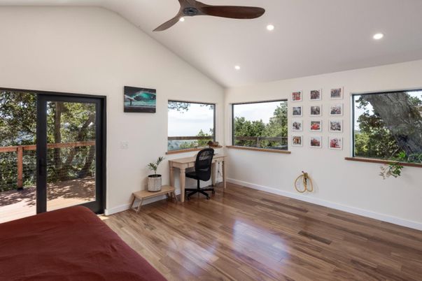 Home Office, Interior, Recessed Lighting, Wood Texture Flooring
