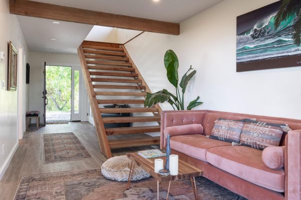 Interior, Living room, Recessed Lighting, Wooden Beams, Wood Texture Flooring