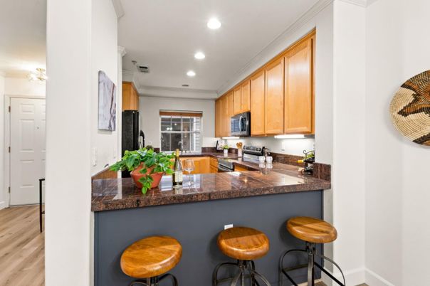 Interior, Kitchen, Recessed Lighting, Wood Texture Flooring