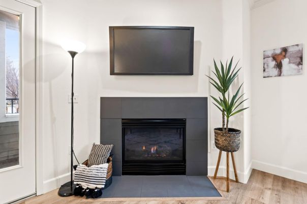 Fireplace, Interior, Wood Texture Flooring