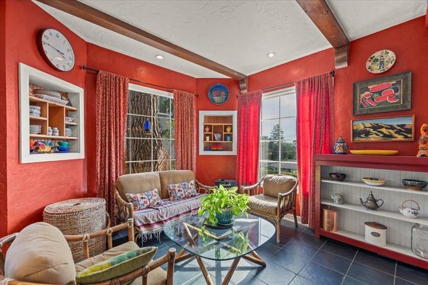 Interior, Living room, Recessed Lighting, Wooden Beams