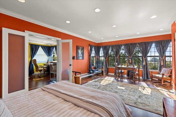 Bedroom, Home Office, Interior, Recessed Lighting, Wood Texture Flooring