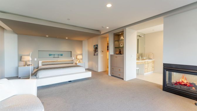 Bedroom, Fireplace, Interior, Recessed Lighting