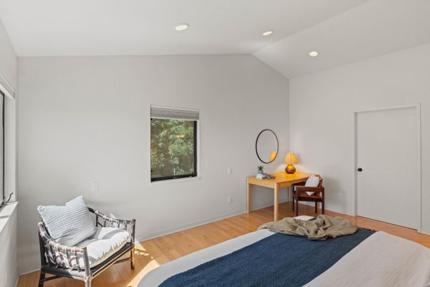Bedroom, Home Office, Interior, Recessed Lighting, Wood Texture Flooring