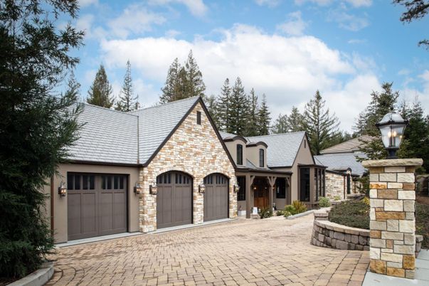 Attached, Exterior, Facade, Tudor Revival
