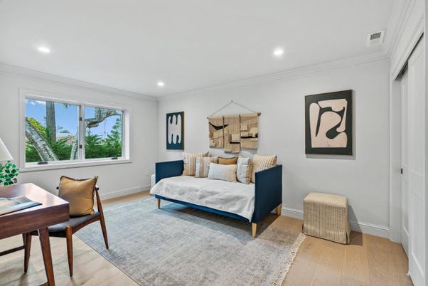 Bedroom, Home Office, Interior, Recessed Lighting, Wood Texture Flooring