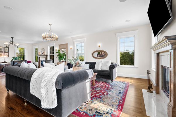 Chandelier, Fireplace, Interior, Living room, Wood Texture Flooring