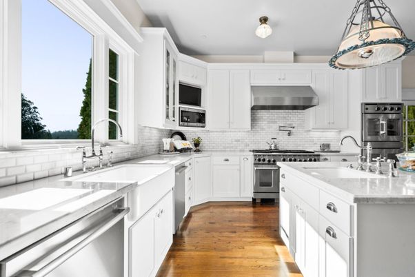 Interior, Kitchen, Stainless Steel Appliances, Wood Texture Flooring