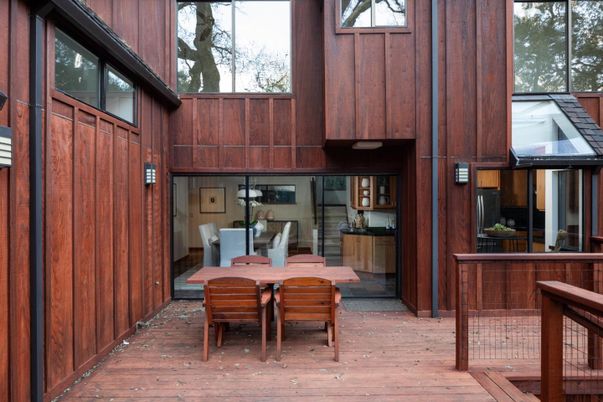 Dining room, Interior, Wood Texture Flooring, Wooden Walls