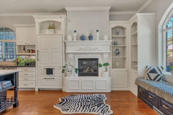Fireplace, Interior, Wood Texture Flooring