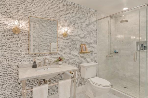 Bathroom, Glass Shower, Interior, Recessed Lighting
