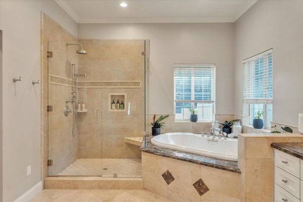 Bathroom, Glass Shower, Interior, Recessed Lighting