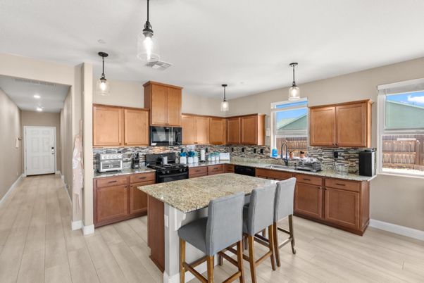 Interior, Kitchen, Pendant Lights, Recessed Lighting, Wood Texture Flooring