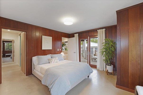 Bedroom, Interior, Recessed Lighting, Wooden Walls