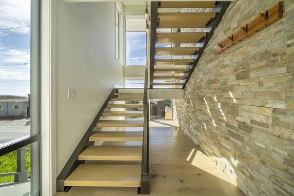 Interior, Stone Walls, Wood Texture Flooring