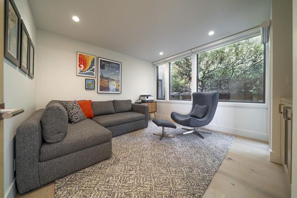 Interior, Living room, Recessed Lighting, Wood Texture Flooring