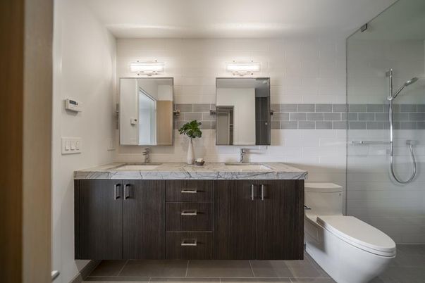Bathroom, Dual Sink Vanities, Glass Shower, Interior