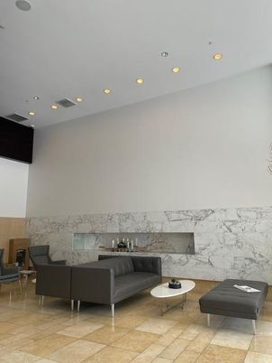Fireplace, Interior, Living room, Marble Walls, Recessed Lighting