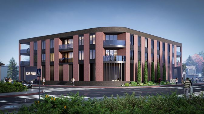 Exterior, Facade, Modern