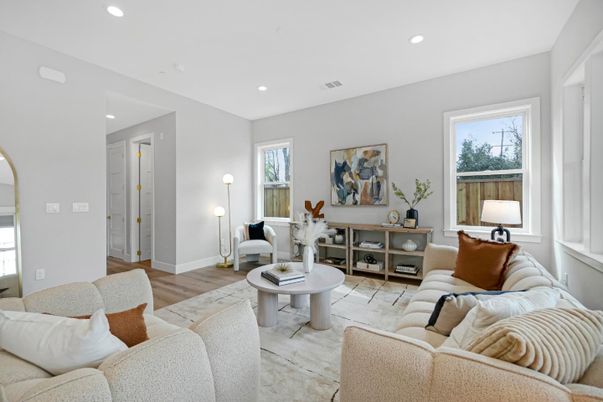 Interior, Living room, Recessed Lighting, Wood Texture Flooring