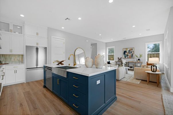 Interior, Kitchen, Living room, Recessed Lighting, Wood Texture Flooring