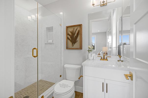 Bathroom, Glass Shower, Interior, Recessed Lighting