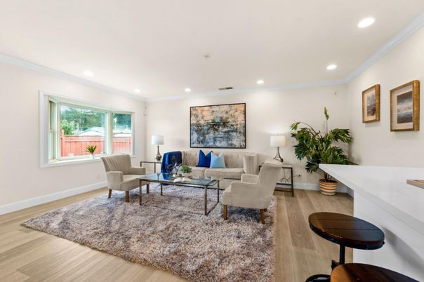 Interior, Living room, Recessed Lighting, Wood Texture Flooring