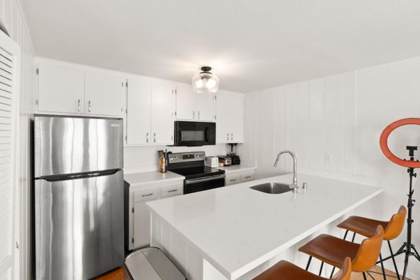 Interior, Kitchen, Stainless Steel Appliances, Wood Texture Flooring