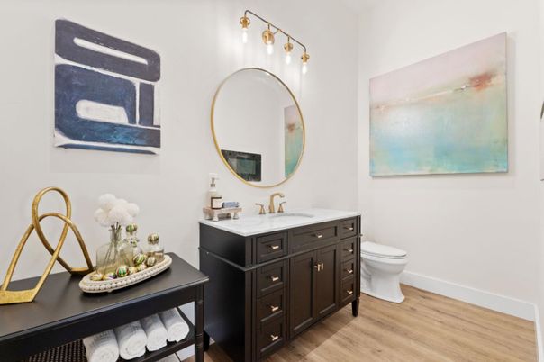 Bathroom, Dual Sink Vanities, Interior, Wood Texture Flooring
