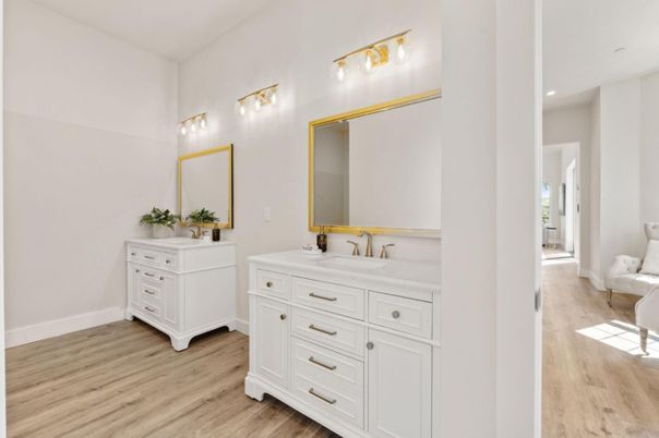 Bathroom, Dual Sink Vanities, Interior, Wood Texture Flooring